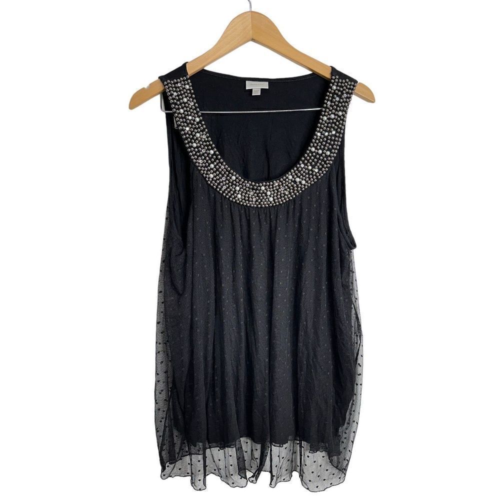 Avenue Shirt Womens‎ Sleeveless Jeweled Black Blouse Size 22/24
